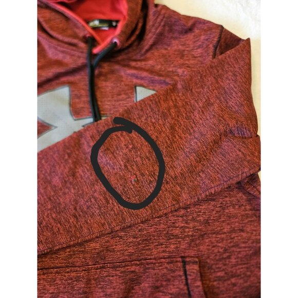 Under Armour UA Hoodie Medium Storm Fleece Twist Red & Black Big Logo *read Info - Picture 11 of 11